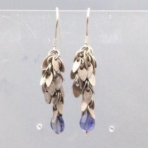 Fun Vintage Sterling Silver Iolite Earrings with Cha Cha Dangles